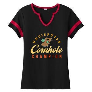 Tournament Win Cornhole Champion Corn Hole Champ Toss Game Ladies Halftime Notch Neck Tee