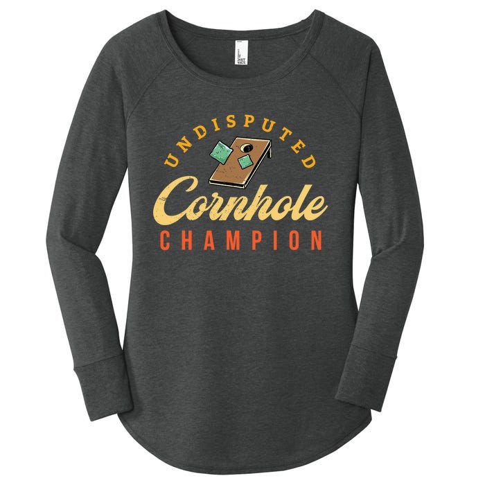 Tournament Win Cornhole Champion Corn Hole Champ Toss Game Women's Perfect Tri Tunic Long Sleeve Shirt