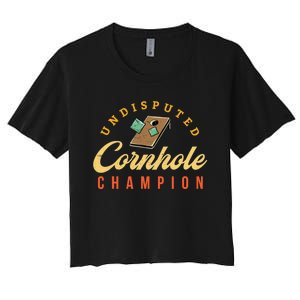 Tournament Win Cornhole Champion Corn Hole Champ Toss Game Women's Crop Top Tee