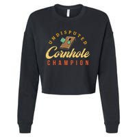 Tournament Win Cornhole Champion Corn Hole Champ Toss Game Cropped Pullover Crew