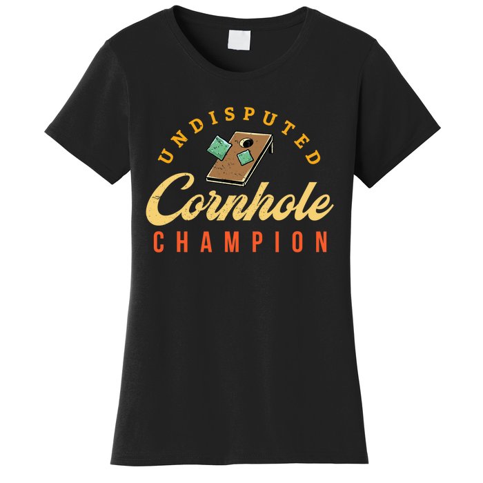 Tournament Win Cornhole Champion Corn Hole Champ Toss Game Women's T-Shirt