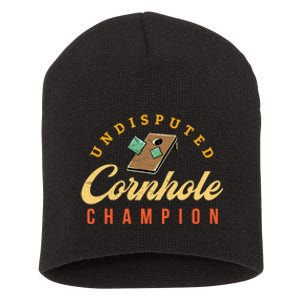 Tournament Win Cornhole Champion Corn Hole Champ Toss Game Short Acrylic Beanie