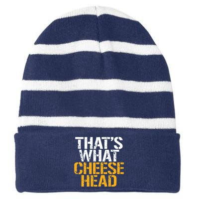 Thats What Cheese Head Packers Striped Beanie with Solid Band