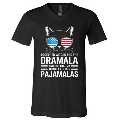 Together We Can End The Dramala And The Trauma And Go Relax V-Neck T-Shirt