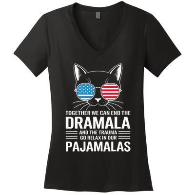 Together We Can End The Dramala And The Trauma And Go Relax Women's V-Neck T-Shirt
