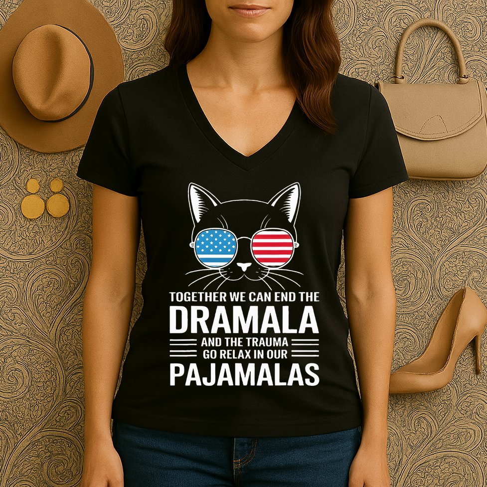 Together We Can End The Dramala And The Trauma And Go Relax Women's V-Neck T-Shirt