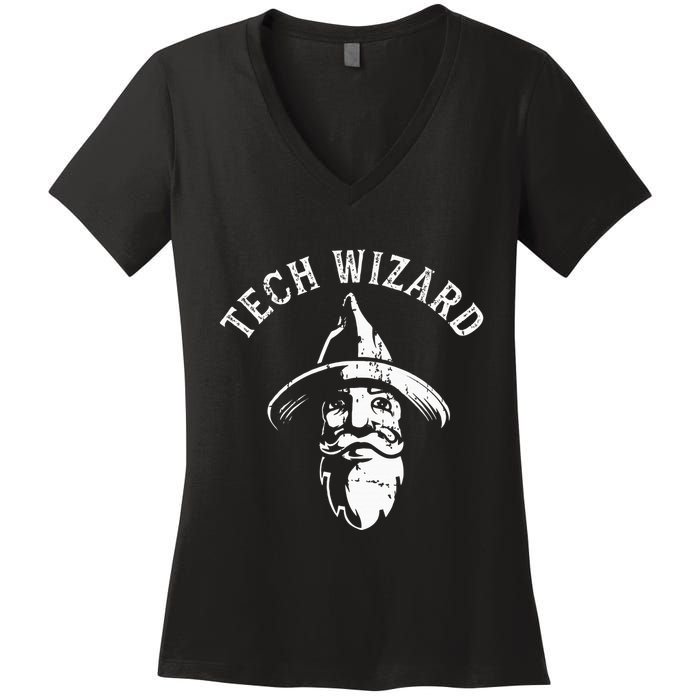 Tech Wizard Cool Technology I.T. Computer Whiz Techie Geek Women's V-Neck T-Shirt