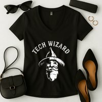 Tech Wizard Cool Technology I.T. Computer Whiz Techie Geek Women's V-Neck T-Shirt