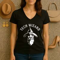 Tech Wizard Cool Technology I.T. Computer Whiz Techie Geek Women's V-Neck T-Shirt