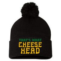 ThatS What Cheese Head Green And Gold She Said Pom Pom 12in Knit Beanie