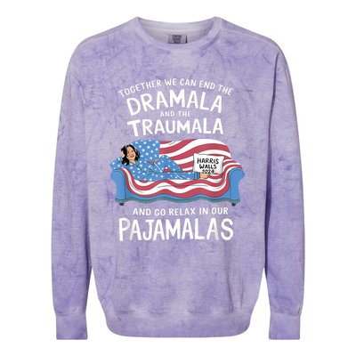 Together We Can End The Dramala And Traumala Pajamas Funny Colorblast Crewneck Sweatshirt