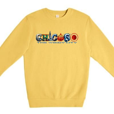 The Windy City A Chicago Sporting Team Fan A Fun Chicagoan Premium Crewneck Sweatshirt