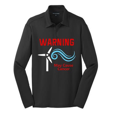 Trump Windmills Cause Cancer Silk Touch Performance Long Sleeve Polo