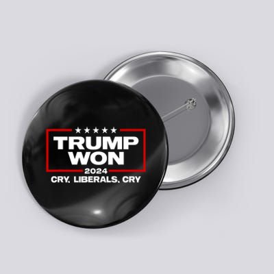 Trump Won Cry Liberals Cry 2024 Funny Patriotic Election Button