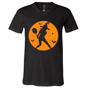 Tennis Witch Costume Spooky Halloween Outfit for Players & Coaches V-Neck T-Shirt