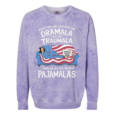 Together We Can End The Dramala And Traumala Pajamas Colorblast Crewneck Sweatshirt