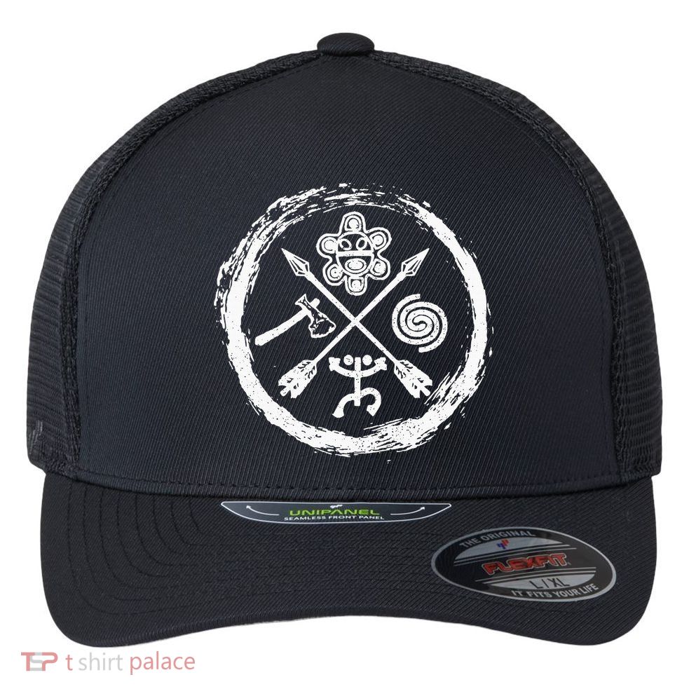 Taino Warrior Coqui Sun Puerto Rico Taina Boricua Boriken Flexfit Unipanel Trucker Cap