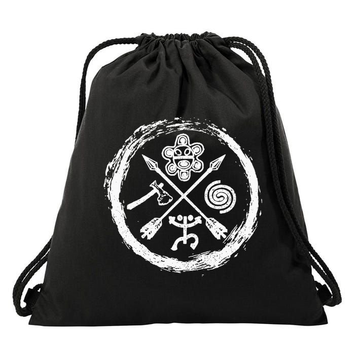 Taino Warrior Coqui Sun Puerto Rico Taina Boricua Boriken Drawstring Bag