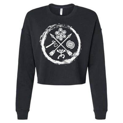 Taino Warrior Coqui Sun Puerto Rico Taina Boricua Boriken Cropped Pullover Crew