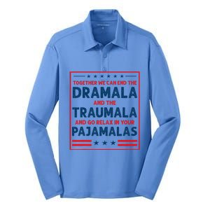 Together We Can End The Dramala And The Traumala Silk Touch Performance Long Sleeve Polo