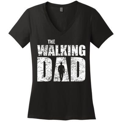 The Walking Dad Father Gifts Man Dead Retro Vintage Fun Women's V-Neck T-Shirt