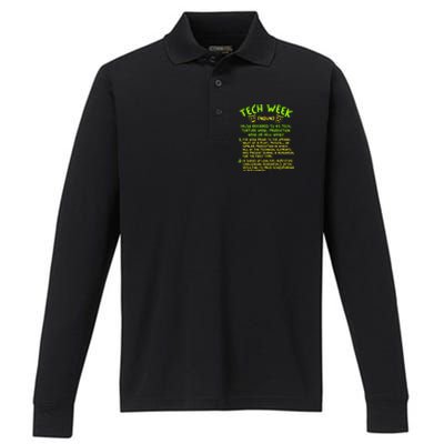 Tech Week Definition Theatre Rehearsal Gift Performance Long Sleeve Polo