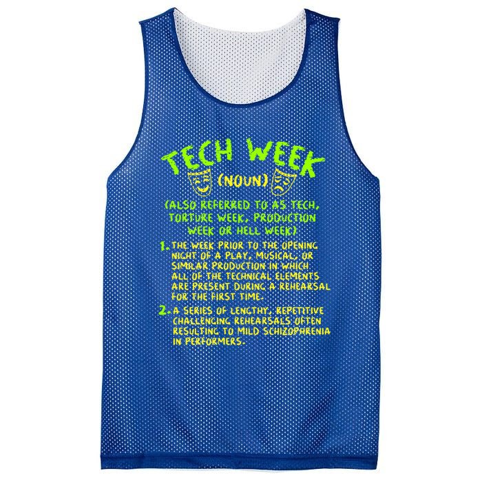 Tech Week Definition Theatre Rehearsal Gift Mesh Reversible Basketball Jersey Tank