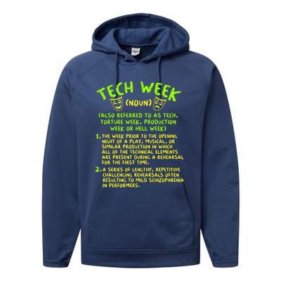 Tech Week Definition Theatre Rehearsal Gift Performance Fleece Hoodie