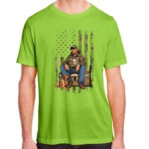 Trump With Dog Duck Waterfowl Hunting Camo President Trump Adult ChromaSoft Performance T-Shirt