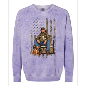 Trump With Dog Duck Waterfowl Hunting Camo President Trump Colorblast Crewneck Sweatshirt