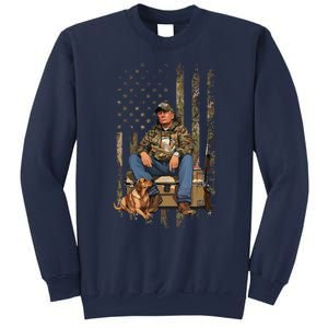 Trump With Dog Duck Waterfowl Hunting Camo President Trump Sweatshirt