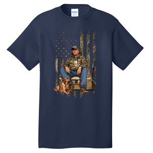 Trump With Dog Duck Waterfowl Hunting Camo President Trump Tall T-Shirt