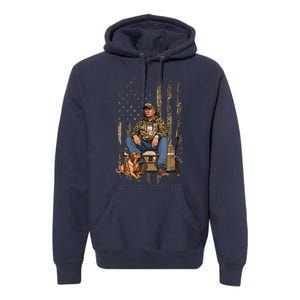 Trump With Dog Duck Waterfowl Hunting Camo President Trump Premium Hoodie