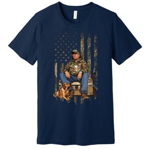 Trump With Dog Duck Waterfowl Hunting Camo President Trump Premium T-Shirt