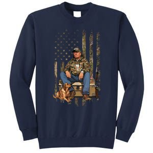 Trump With Dog Duck Waterfowl Hunting Camo President Trump Tall Sweatshirt