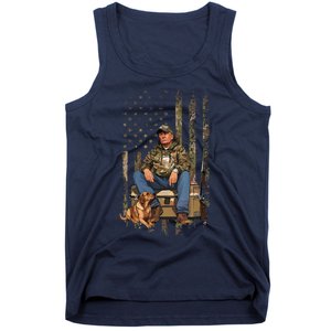 Trump With Dog Duck Waterfowl Hunting Camo President Trump Tank Top