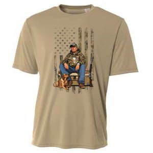 Trump With Dog Duck Waterfowl Hunting Camo President Trump Cooling Performance Crew T-Shirt