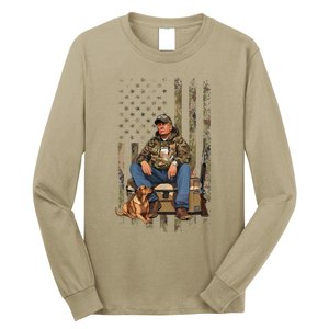 Trump With Dog Duck Waterfowl Hunting Camo President Trump Long Sleeve Shirt