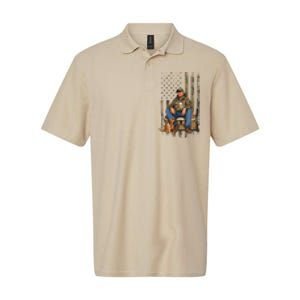 Trump With Dog Duck Waterfowl Hunting Camo President Trump Softstyle Adult Sport Polo