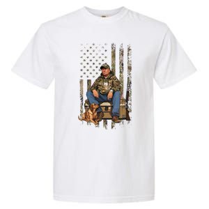 Trump With Dog Duck Waterfowl Hunting Camo President Trump Garment-Dyed Heavyweight T-Shirt