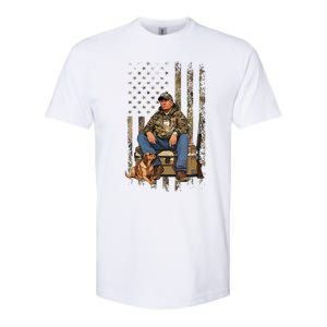 Trump With Dog Duck Waterfowl Hunting Camo President Trump Softstyle CVC T-Shirt