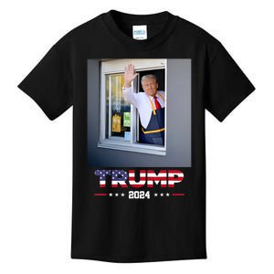 Trump Works Drive Thru Trump Serving French Fries Kids T-Shirt