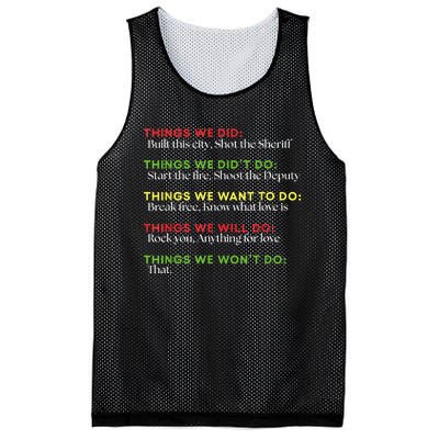 Things We Did Built This City Shot The Sheriff Start Funny Mesh Reversible Basketball Jersey Tank