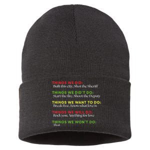 Things We Did Built This City Shot The Sheriff Start Funny Sustainable Knit Beanie