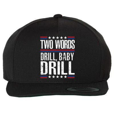 Two Words Drill Baby Drill Funny Political Gift Premium Wool Snapback Cap