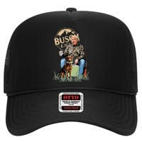 Trump With Dog Duck Waterfowl Hunting Camo President Trump High Crown Mesh Back Trucker Hat