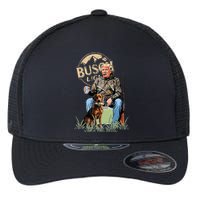 Trump With Dog Duck Waterfowl Hunting Camo President Trump Flexfit Unipanel Trucker Cap