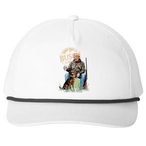 Trump With Dog Duck Waterfowl Hunting Camo President Trump Snapback Five-Panel Rope Hat