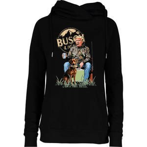 Trump With Dog Duck Waterfowl Hunting Camo President Trump Womens Funnel Neck Pullover Hood