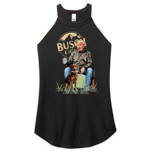 Trump With Dog Duck Waterfowl Hunting Camo President Trump Women's Perfect Tri Rocker Tank